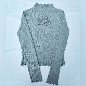 Angelcore Pastel Embroidered Angel Baby Blue Top